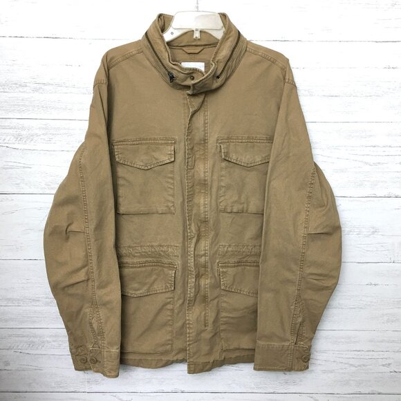 NEW Old Navy Men's Khaki Tan Utility Jacket Adjustable Waist Pockets Stretch XL - Picture 1 of 10